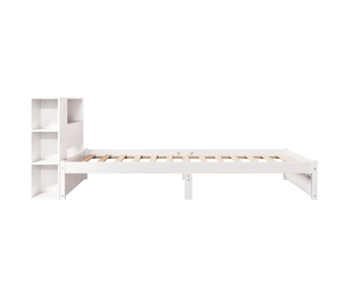 Cama con estantería sin colchón madera maciza blanca 75x190 cm