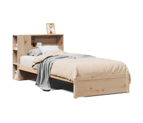Cama con estantería sin colchón madera maciza de pino 90x190 cm