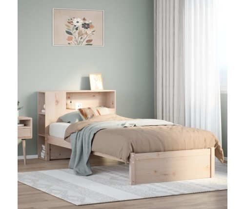 Cama con estantería sin colchón madera maciza de pino 90x190 cm