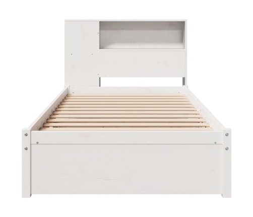 Cama con estantería sin colchón madera maciza blanco 90x200 cm