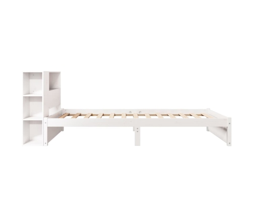 Cama con estantería sin colchón madera maciza blanco 90x200 cm