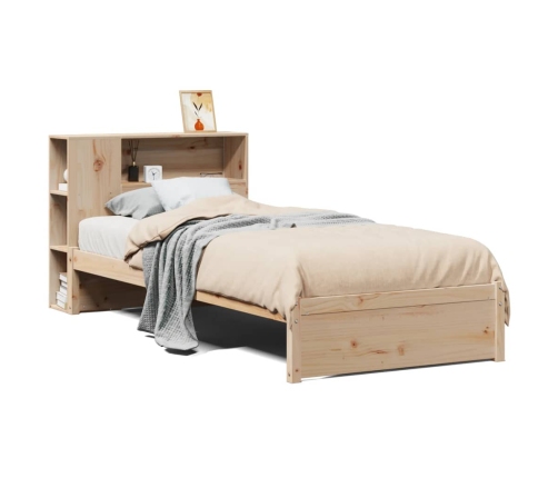 Cama con estantería sin colchón madera maciza de pino 100x200cm