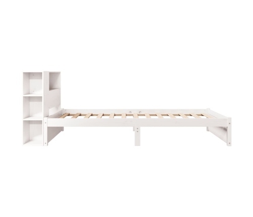 Cama con estantería sin colchón madera maciza blanca 100x200 cm