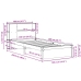 Cama con estantería sin colchón madera maciza blanca 100x200 cm