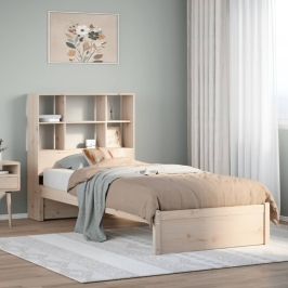 Cama con estantería sin colchón madera maciza de pino 90x190 cm