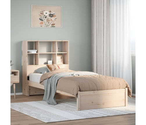 Cama con estantería sin colchón madera maciza de pino 90x190 cm
