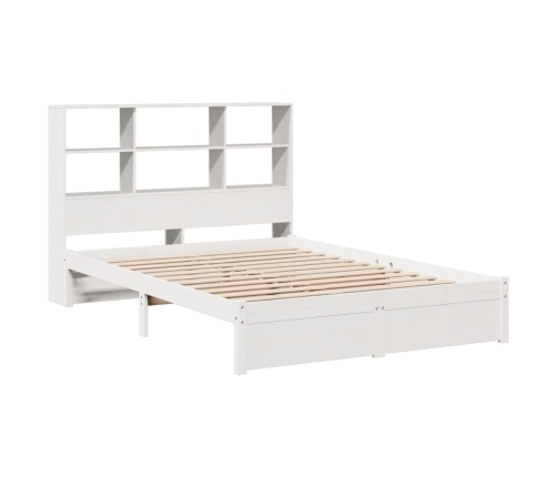 Cama con estantería sin colchón madera maciza blanca 120x190 cm