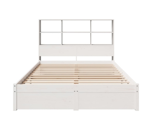 Cama con estantería sin colchón madera maciza blanca 120x190 cm