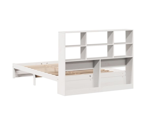 Cama con estantería sin colchón madera maciza blanca 120x190 cm