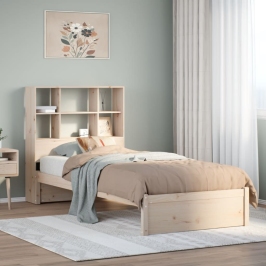 Cama con estantería sin colchón madera maciza de pino 90x200 cm