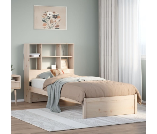 Cama con estantería sin colchón madera maciza de pino 90x200 cm