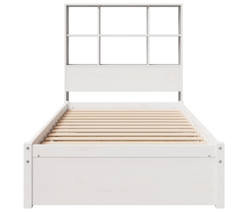 Cama con estantería sin colchón madera maciza blanca 100x200 cm