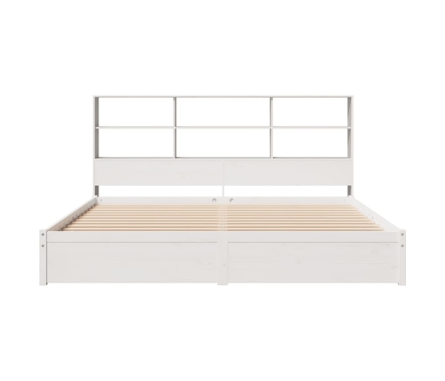 Cama con estantería sin colchón madera maciza blanca 180x200 cm