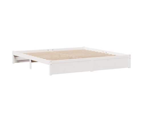 Cama con estantería sin colchón madera maciza blanca 180x200 cm