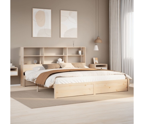 Cama con estantería sin colchón madera maciza de pino 200x200cm