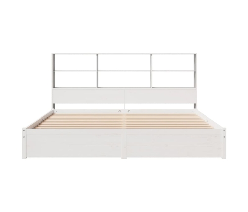 Cama con estantería sin colchón madera maciza blanca 200x200 cm