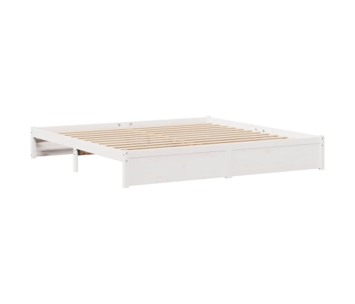 Cama con estantería sin colchón madera maciza blanca 200x200 cm