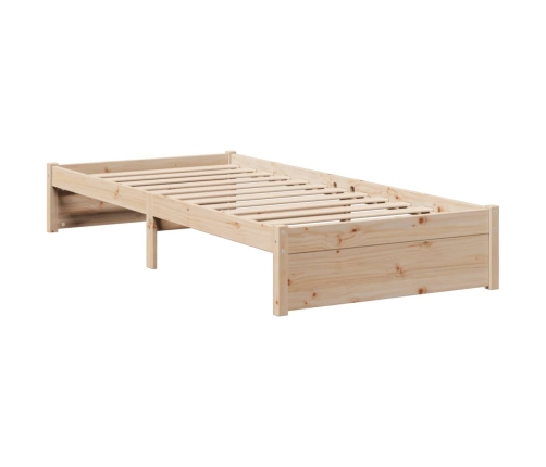 Cama con estantería sin colchón madera maciza de pino 75x190 cm