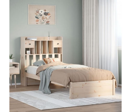 Cama con estantería sin colchón madera maciza de pino 75x190 cm