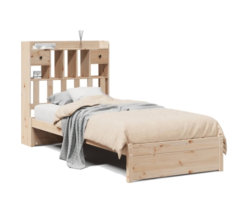 Cama con estantería sin colchón madera maciza de pino 90x190 cm