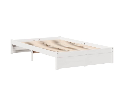 Cama con estantería sin colchón madera maciza blanca 120x190 cm