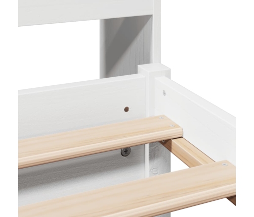 Cama con estantería sin colchón madera maciza blanca 140x190 cm