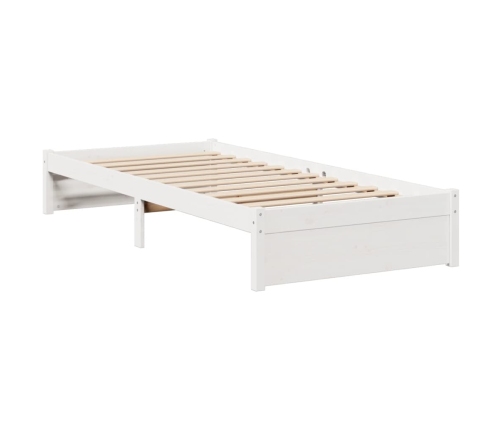 Cama con estantería sin colchón madera maciza blanco 90x200 cm