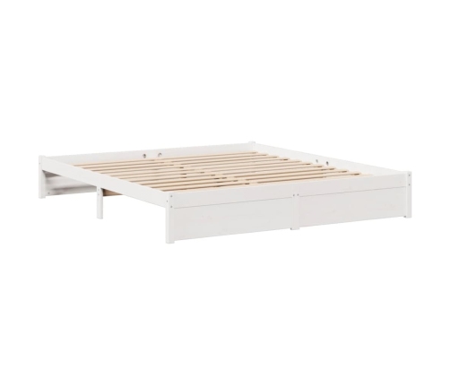 Cama con estantería sin colchón madera maciza blanca 180x200 cm