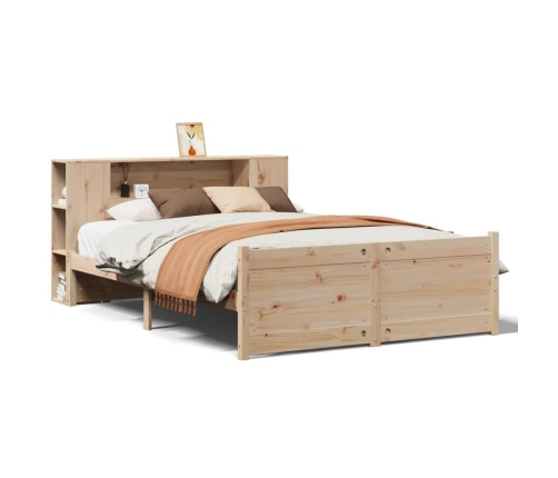 Cama con estantería sin colchón madera maciza de pino 120x190cm