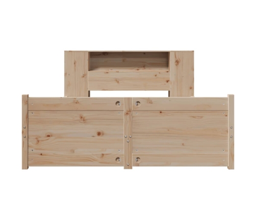 Cama con estantería sin colchón madera maciza de pino 120x190cm