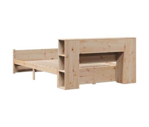 Cama con estantería sin colchón madera maciza de pino 120x190cm