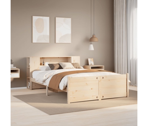 Cama con estantería sin colchón madera maciza de pino 135x190cm