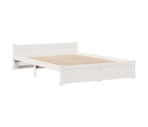 Cama con estantería sin colchón madera maciza blanca 135x190 cm