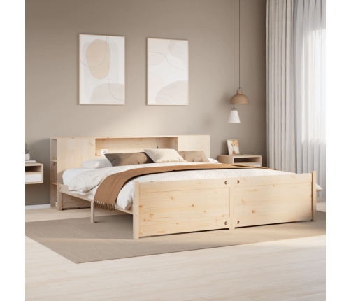 Cama con estantería sin colchón madera maciza de pino 180x200cm