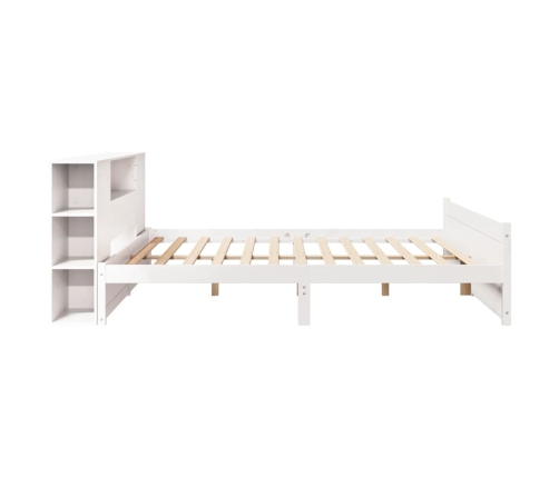 Cama con estantería sin colchón madera maciza blanca 180x200 cm