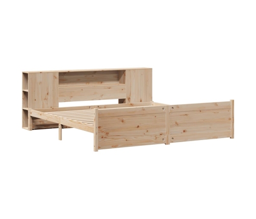 Cama con estantería sin colchón madera maciza de pino 200x200cm