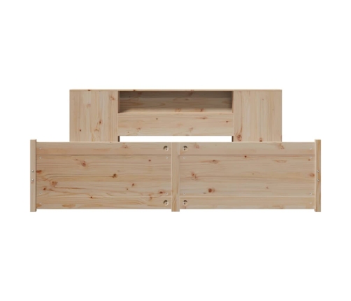 Cama con estantería sin colchón madera maciza de pino 200x200cm