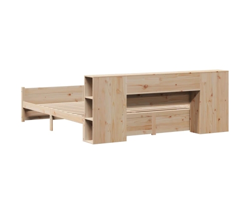 Cama con estantería sin colchón madera maciza de pino 200x200cm