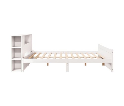 Cama con estantería sin colchón madera maciza blanca 200x200 cm