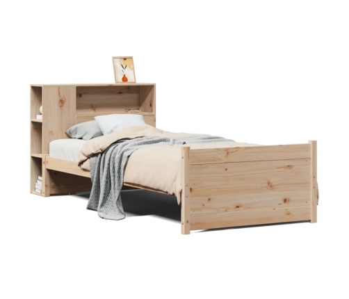 Cama con estantería sin colchón madera maciza de pino 90x190 cm