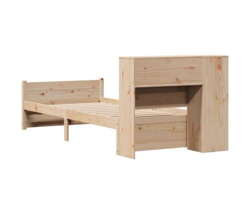 Cama con estantería sin colchón madera maciza de pino 90x190 cm