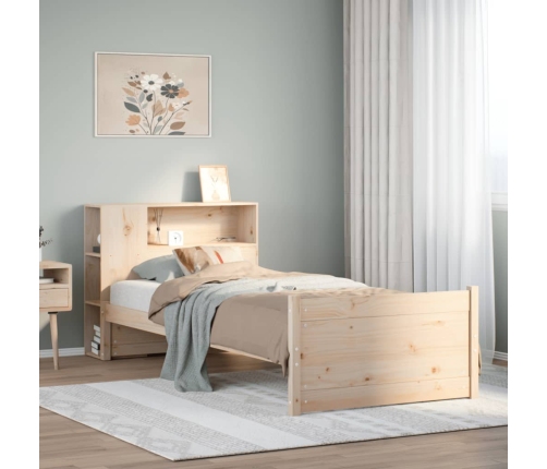 Cama con estantería sin colchón madera maciza de pino 90x190 cm