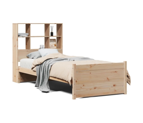 Cama con estantería sin colchón madera maciza de pino 75x190 cm