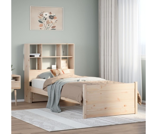 Cama con estantería sin colchón madera maciza de pino 75x190 cm