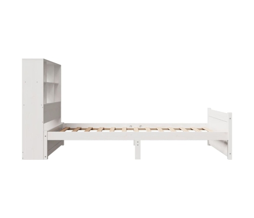 Cama con estantería sin colchón madera maciza blanca 75x190 cm