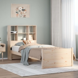 Cama con estantería sin colchón madera maciza de pino 90x190 cm
