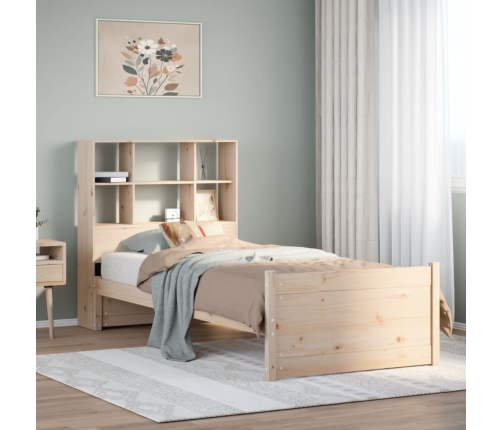 Cama con estantería sin colchón madera maciza de pino 90x190 cm