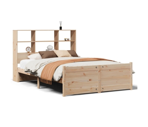 Cama con estantería sin colchón madera maciza de pino 120x190cm