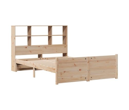 Cama con estantería sin colchón madera maciza de pino 120x190cm