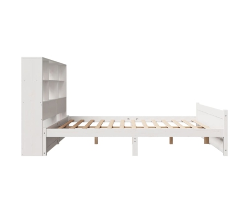 Cama con estantería sin colchón madera maciza blanca 135x190 cm